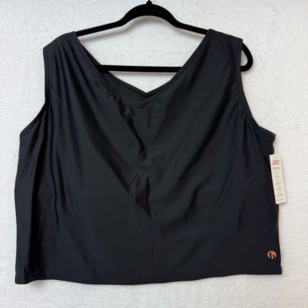 Honey Mark Caraway Womens 3XL Black Sleeveless VNeck Swim Basic Minimal Resort